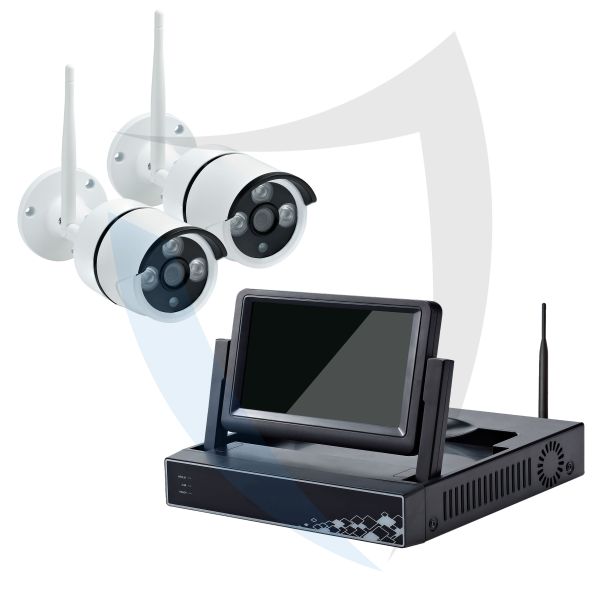 Kit NVR a 4 Canali con monitor 7'' + 2 Telecamere